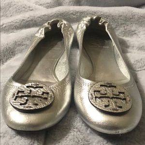Tori Burch Silver Ballet Flats!